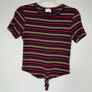 Petit Gãteau striped tie knot tshirt